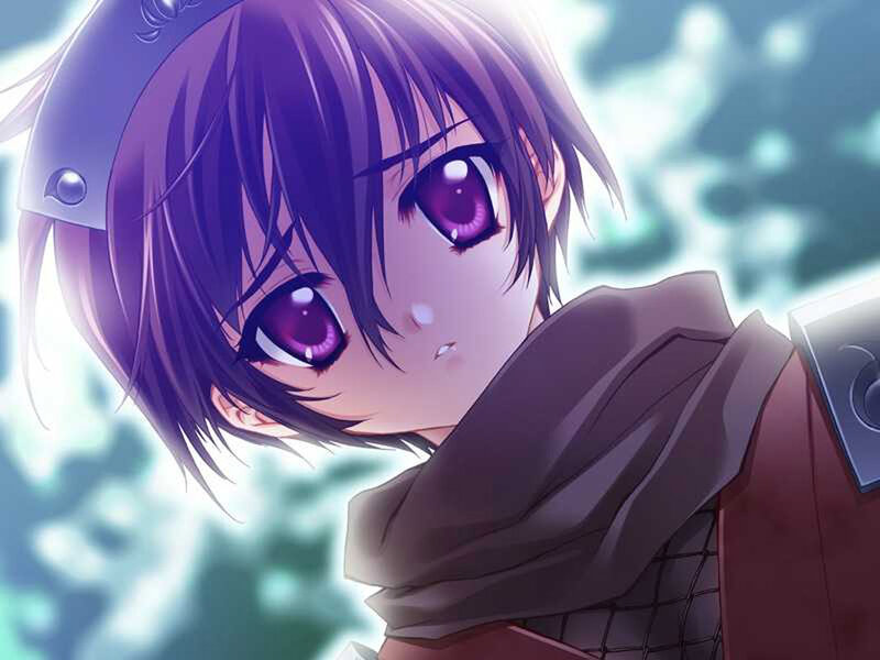 Anime Character with Purple Hair — Dramatic, Scarf