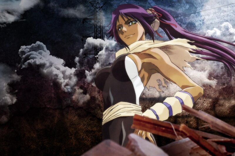 Anime Character with Purple Hair — Dramatic, Smoke