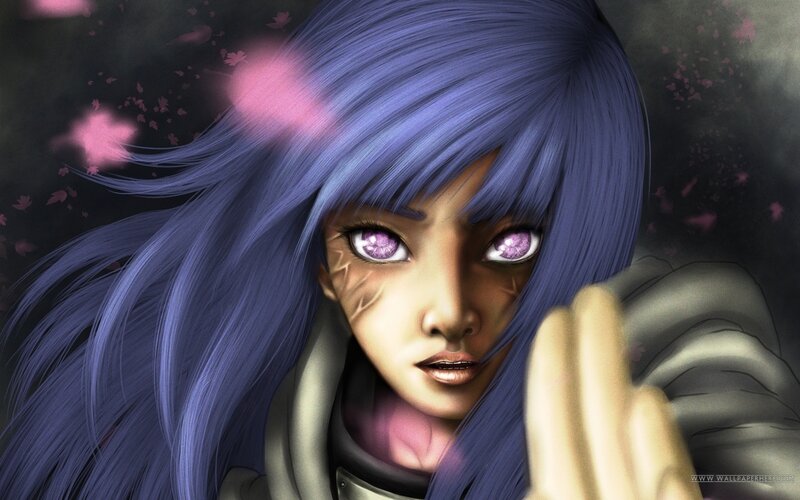 Anime Character with Purple Hair — Dramatic, Spring, Digital Art, Cherry Blossoms