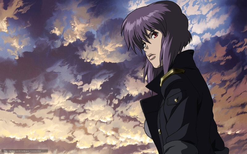 Anime Character with Purple Hair — Dramatic, Sunset, Clouds