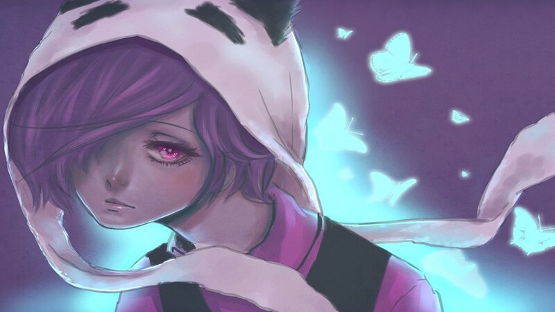 Anime Character with Purple Hair — Dreamy, Night, Digital Art