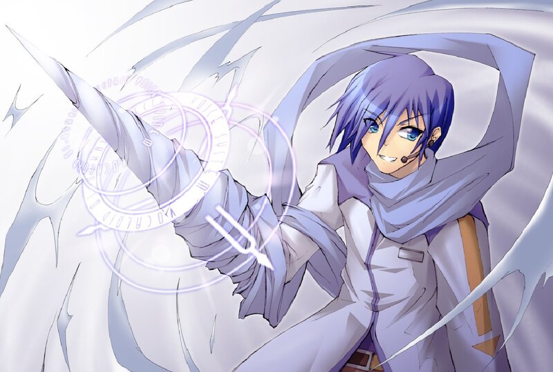 Anime Character with Purple Hair — Dynamic, Microphone