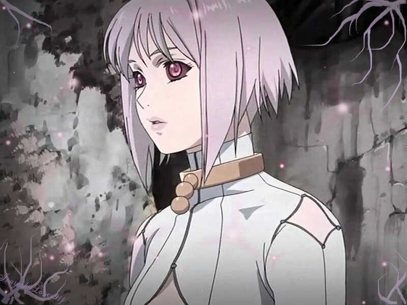 Anime Character with Purple Hair — Gray, Dramatic