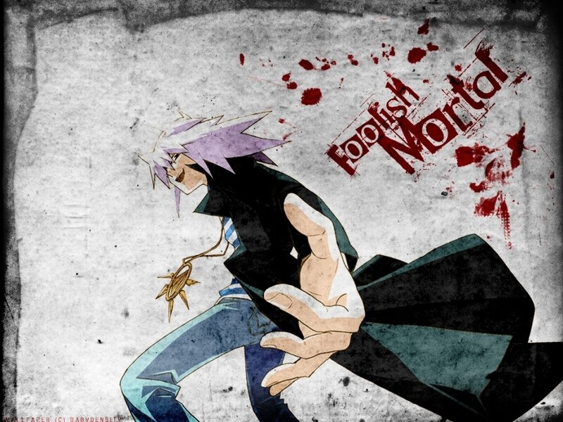 Anime Character with Purple Hair — Gray