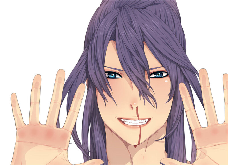 Anime Character with Purple Hair — Intense, Manga, Blood