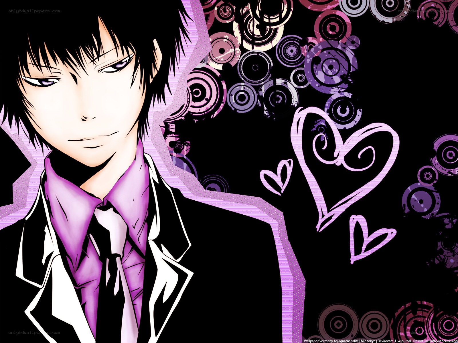 anime character with purple heart