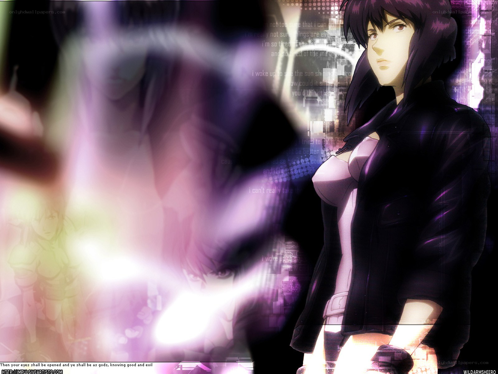 anime character with purple lighting