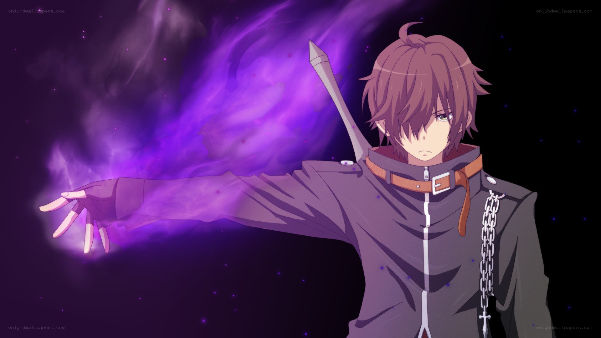anime character with purple magic