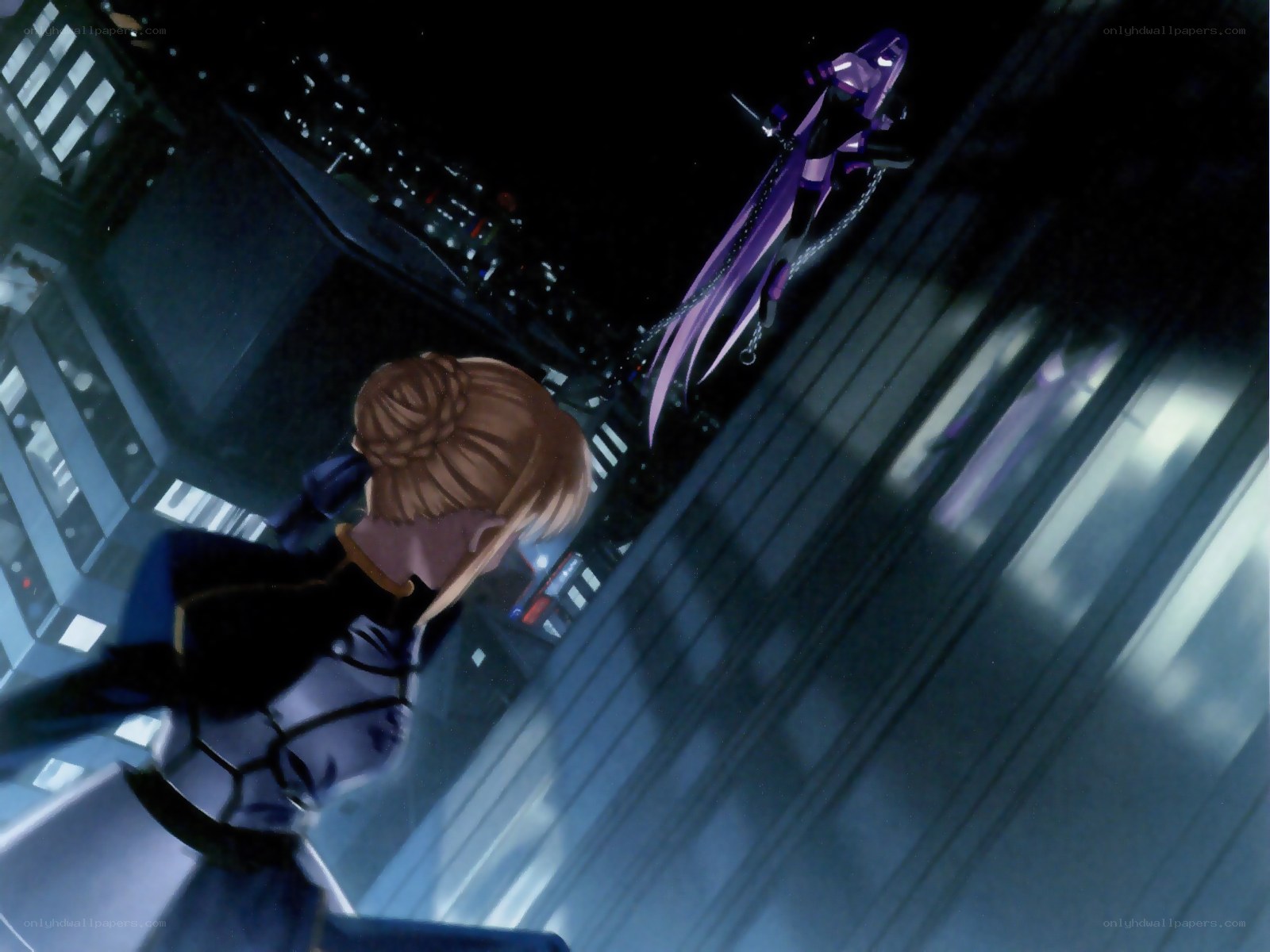 anime character with purple sword