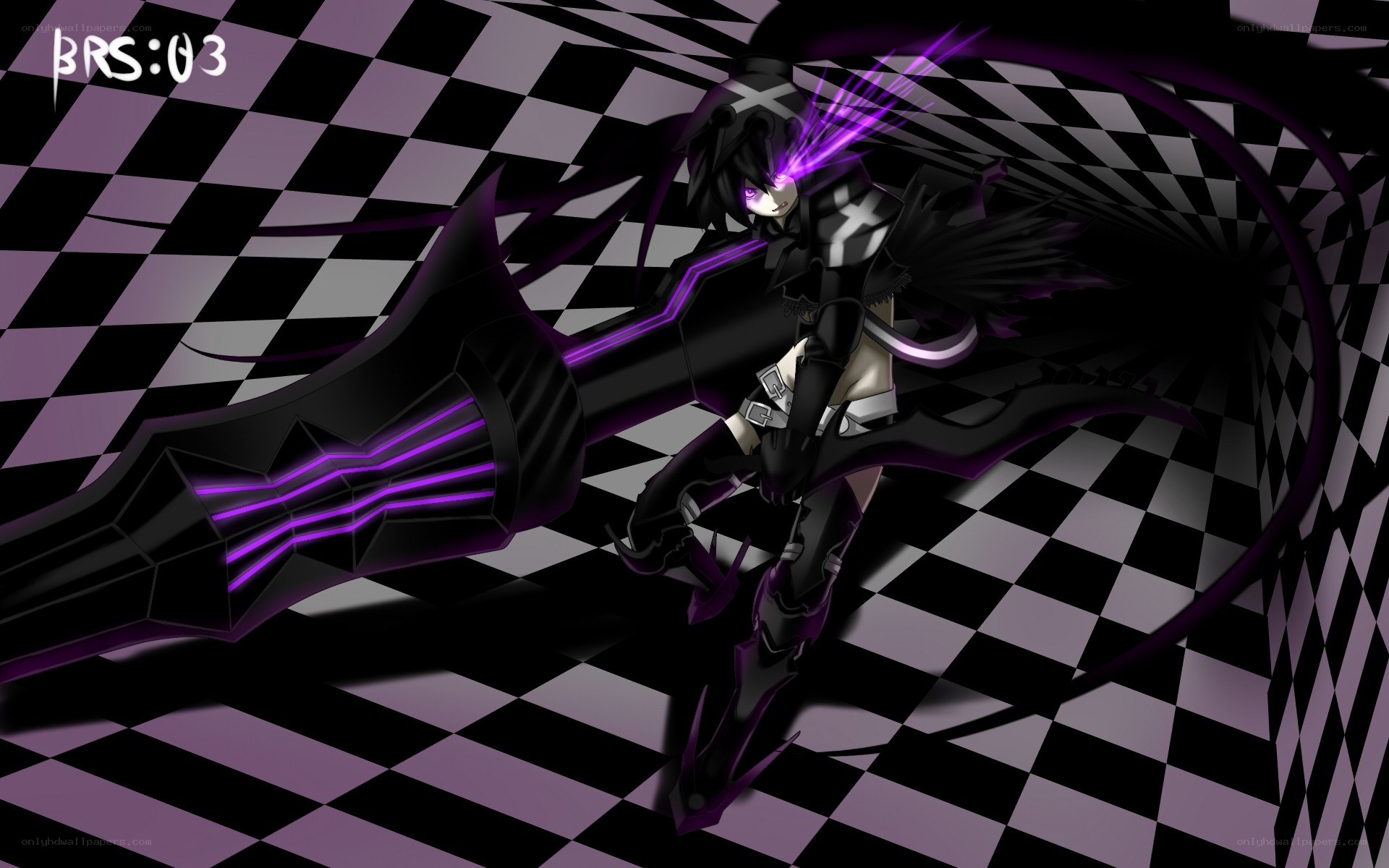 anime character with purple weapon