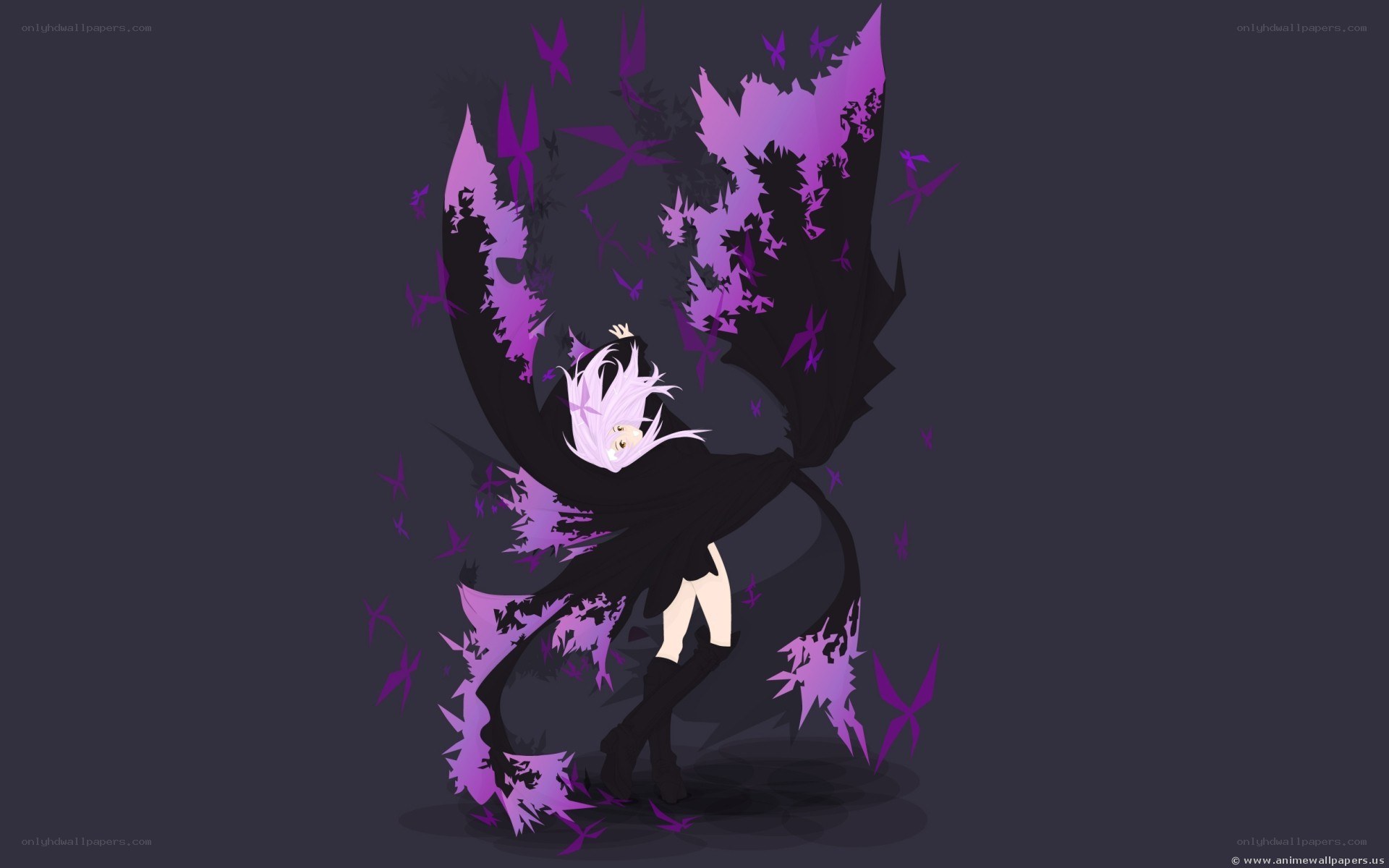 anime character with purple wings