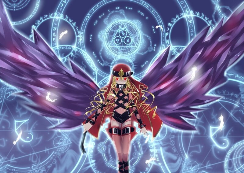 Anime character with purple wings