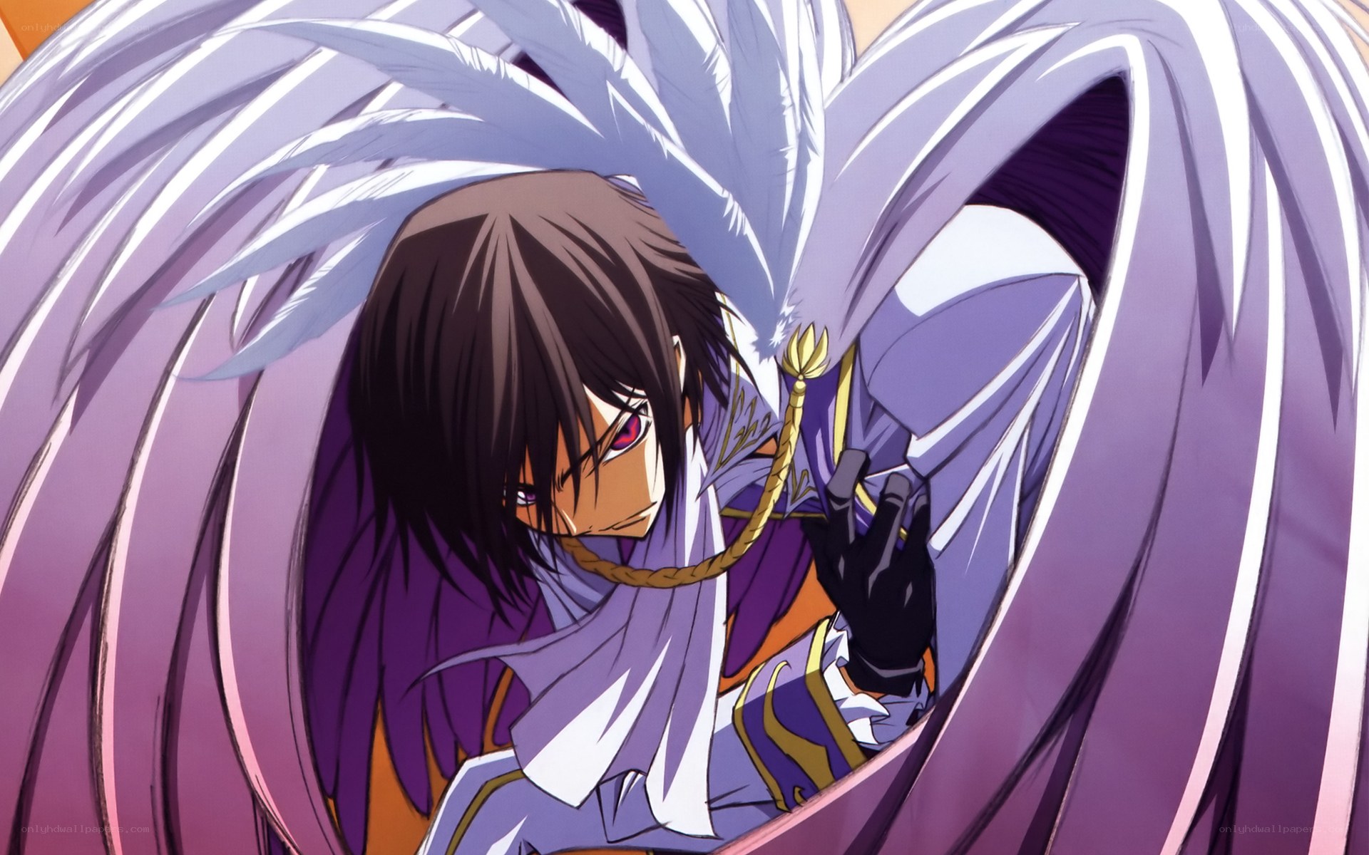 anime character with purple wings