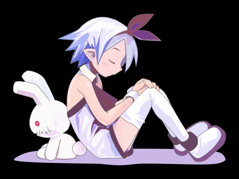 Anime Character with Rabbit — White