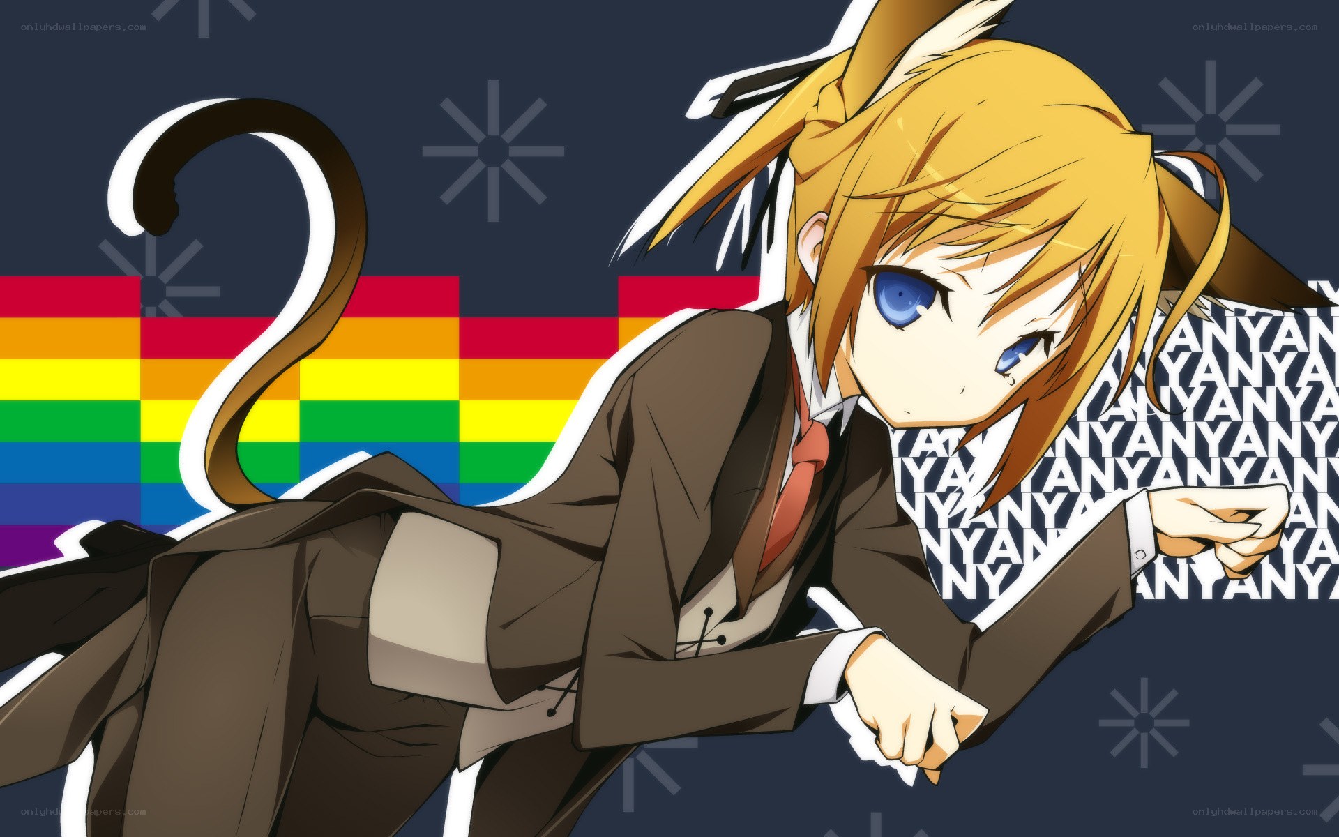 anime character with rainbow background