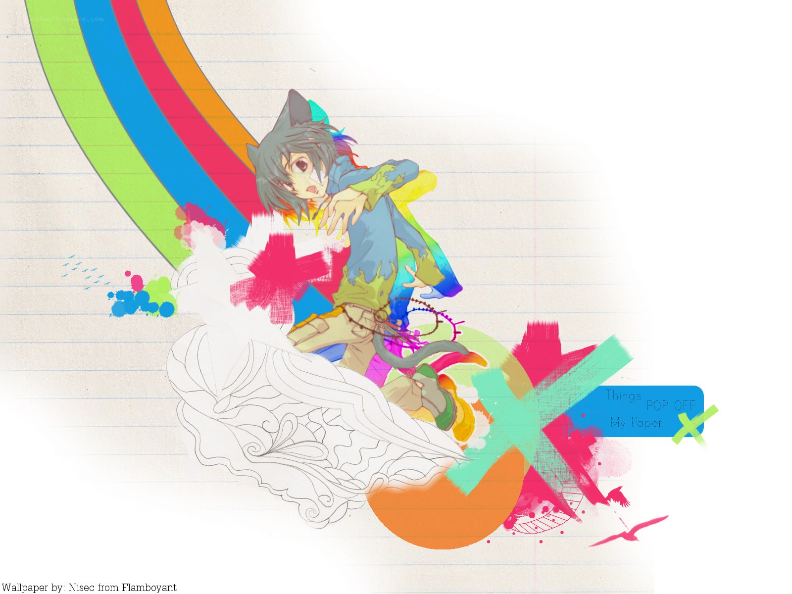 anime character with rainbow colors