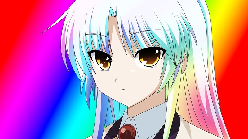 anime character with rainbow hair