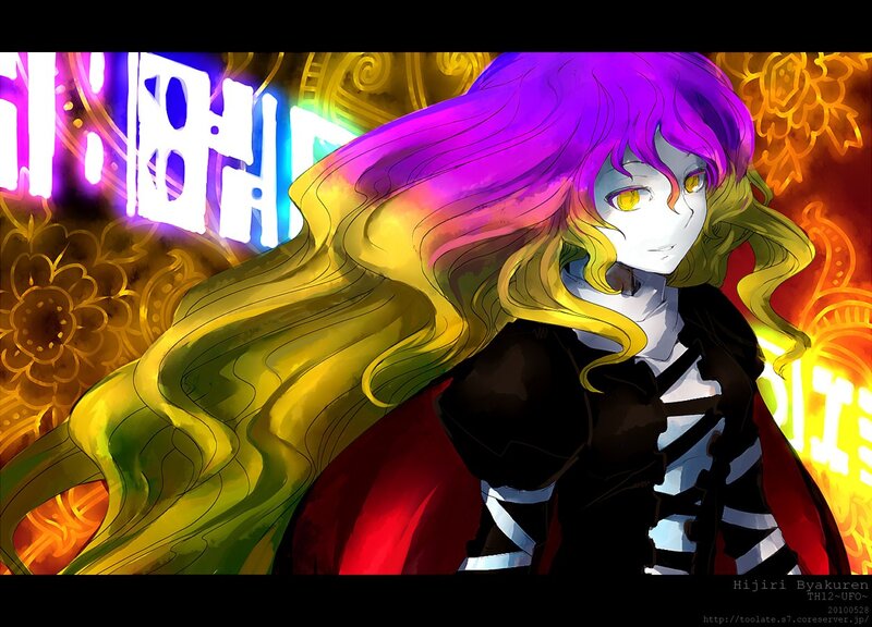 anime character with rainbow hair