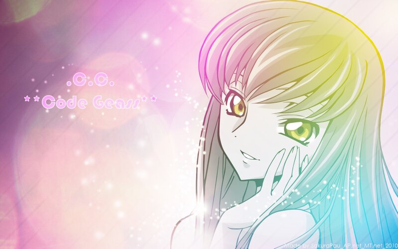 Anime character with rainbow hair