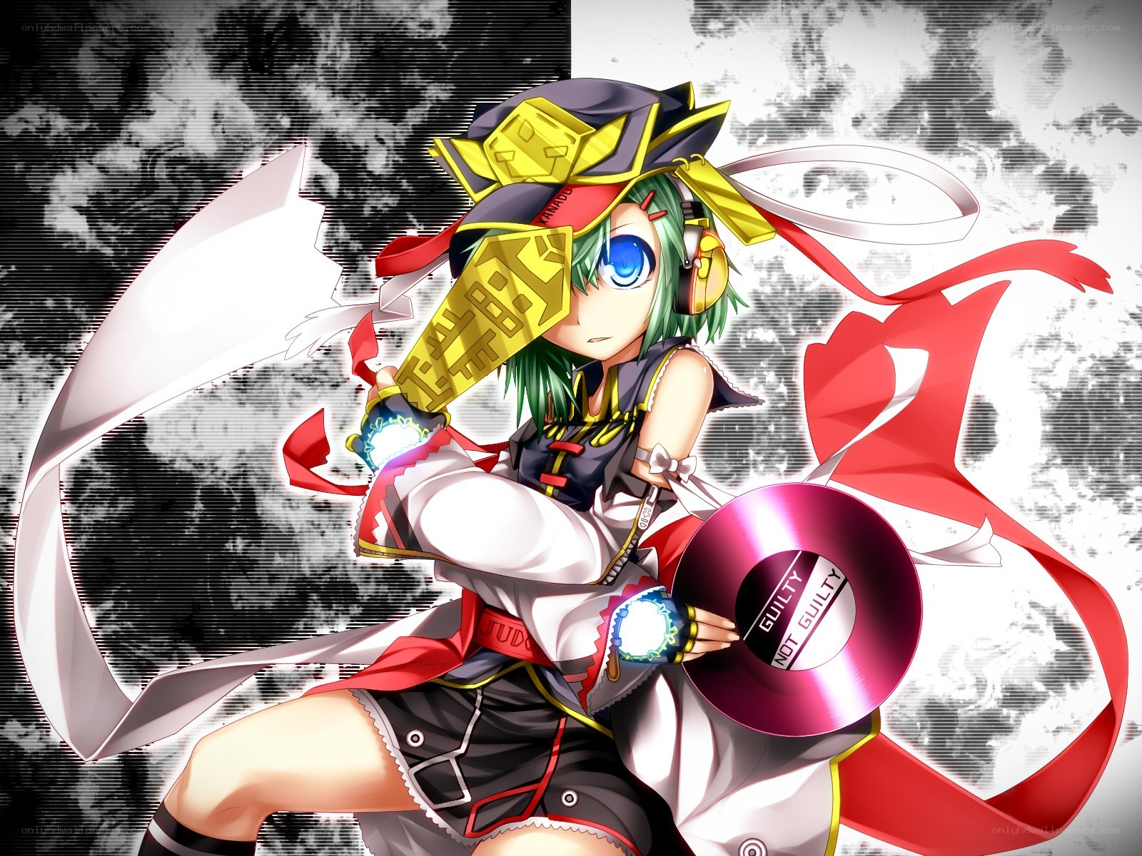 Anime character with record and sword