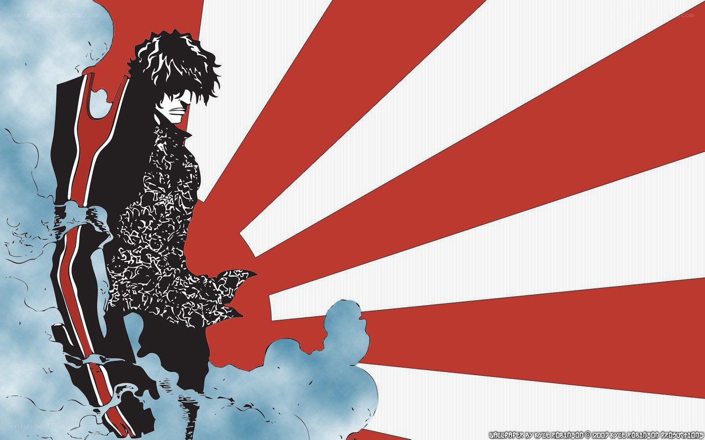 anime character with red and white background