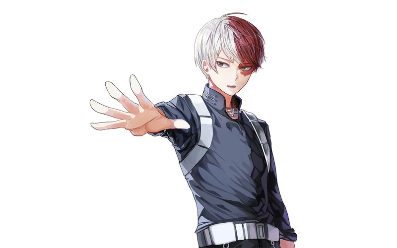 Anime Character with Red and White Hair — Determined