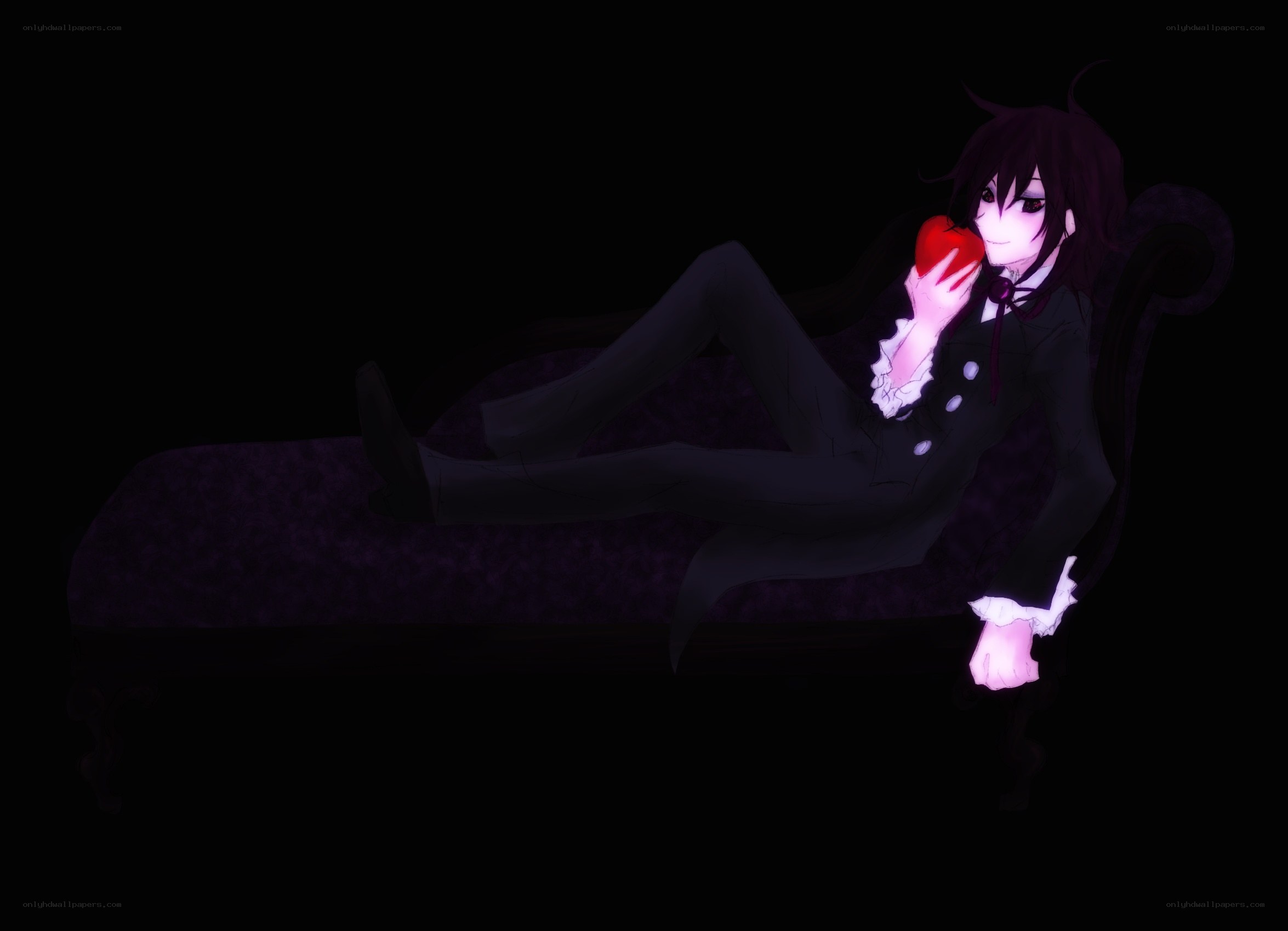 anime character with red apple