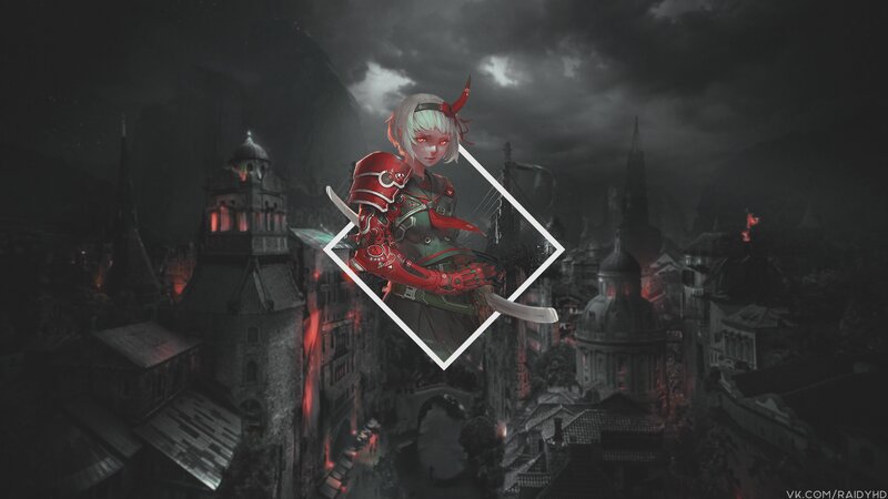 Anime Character with Red Armor — Black