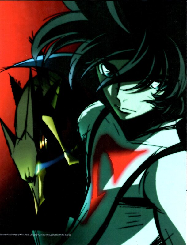 Anime character with red background