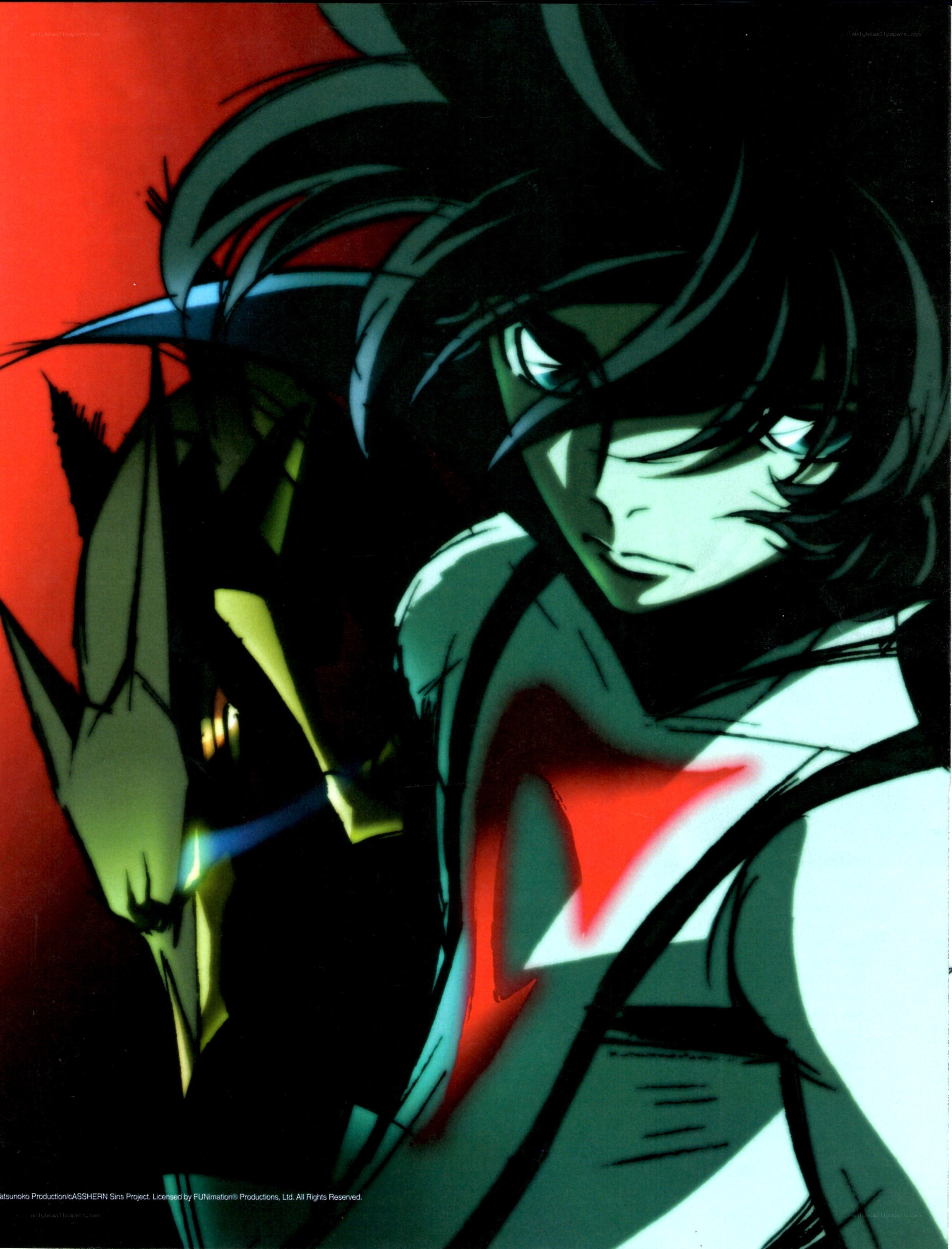 Anime character with red background