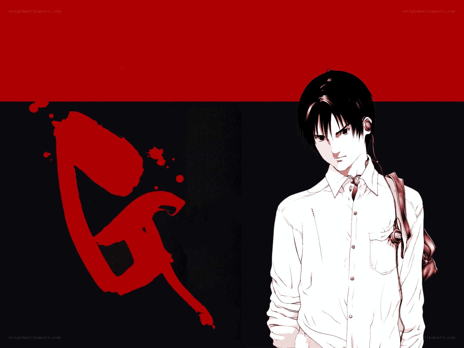 anime character with red background
