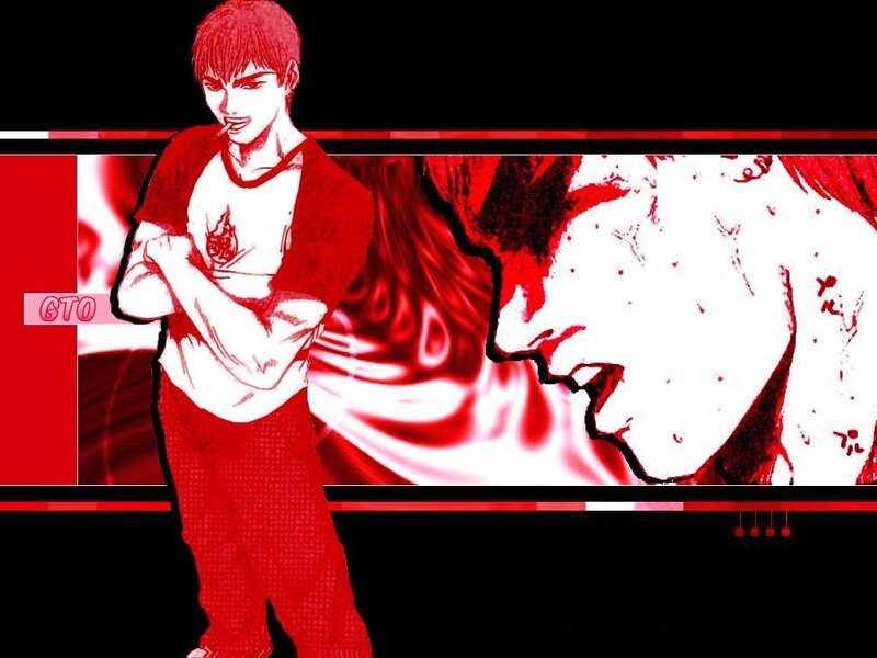 Anime character with red background