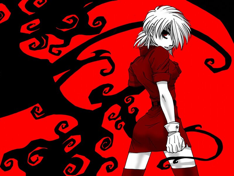 anime character with red background