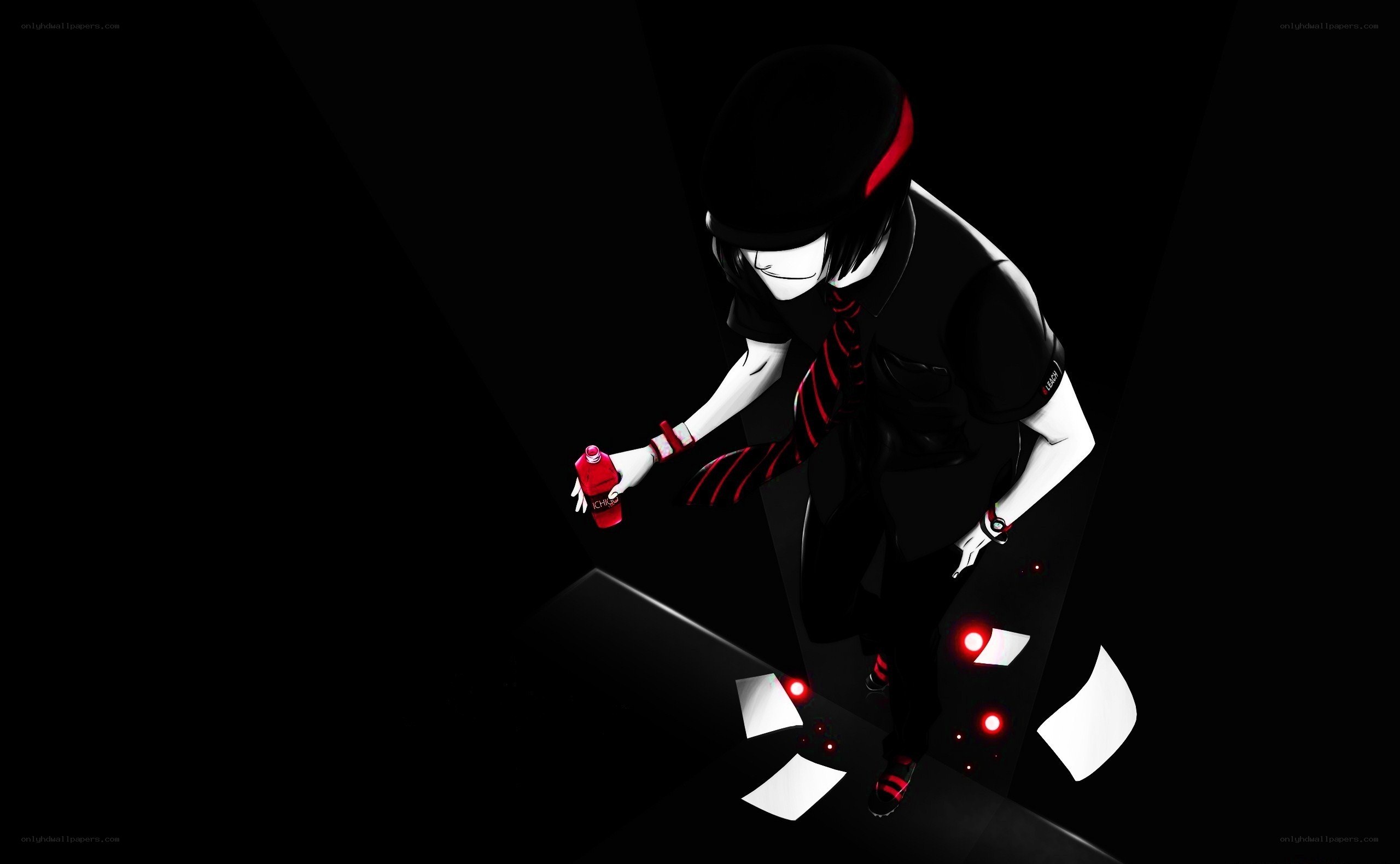 anime character with red bottle