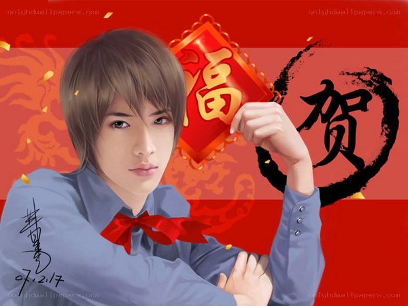anime character with red bow