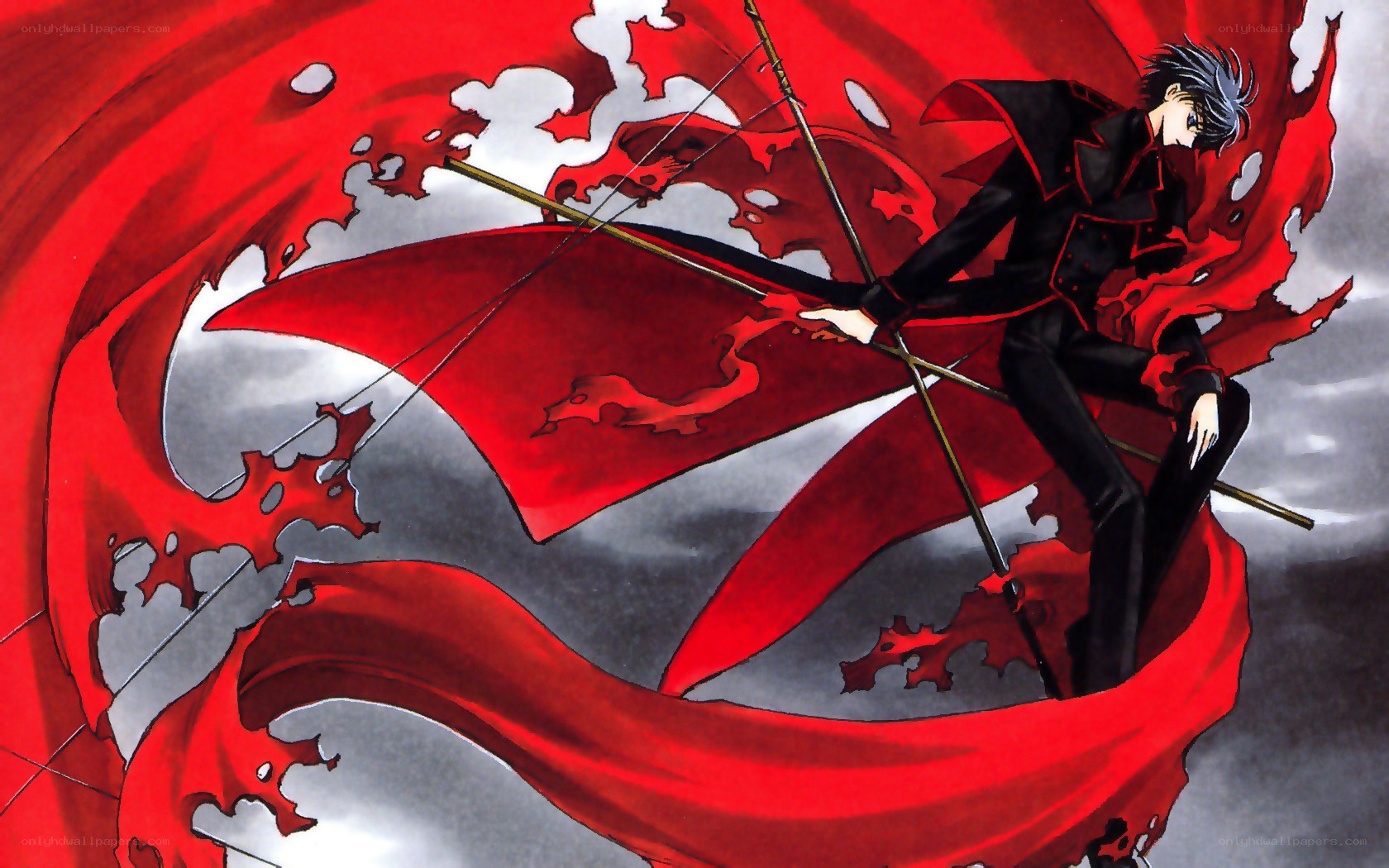 anime character with red cape