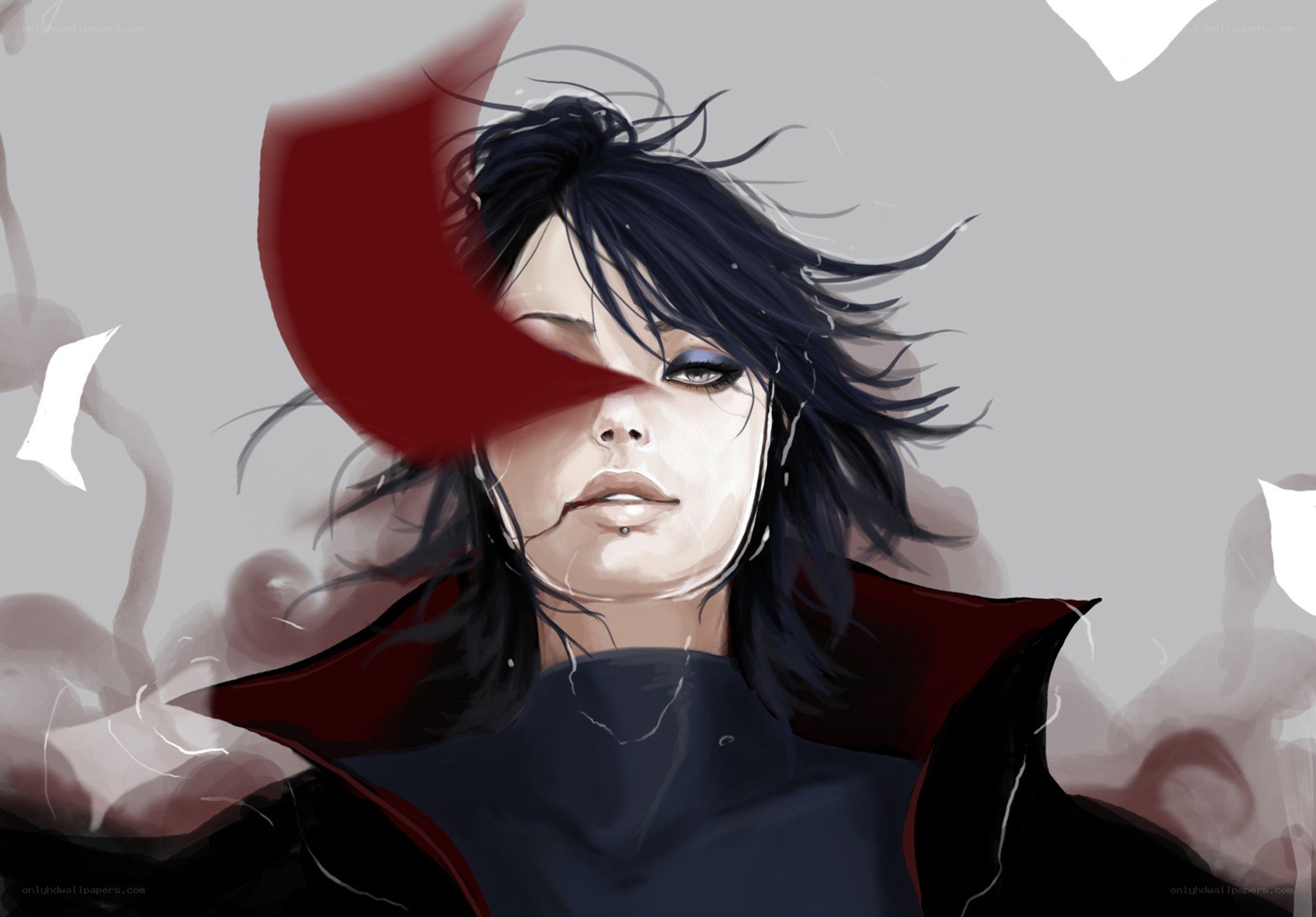 anime character with red cape