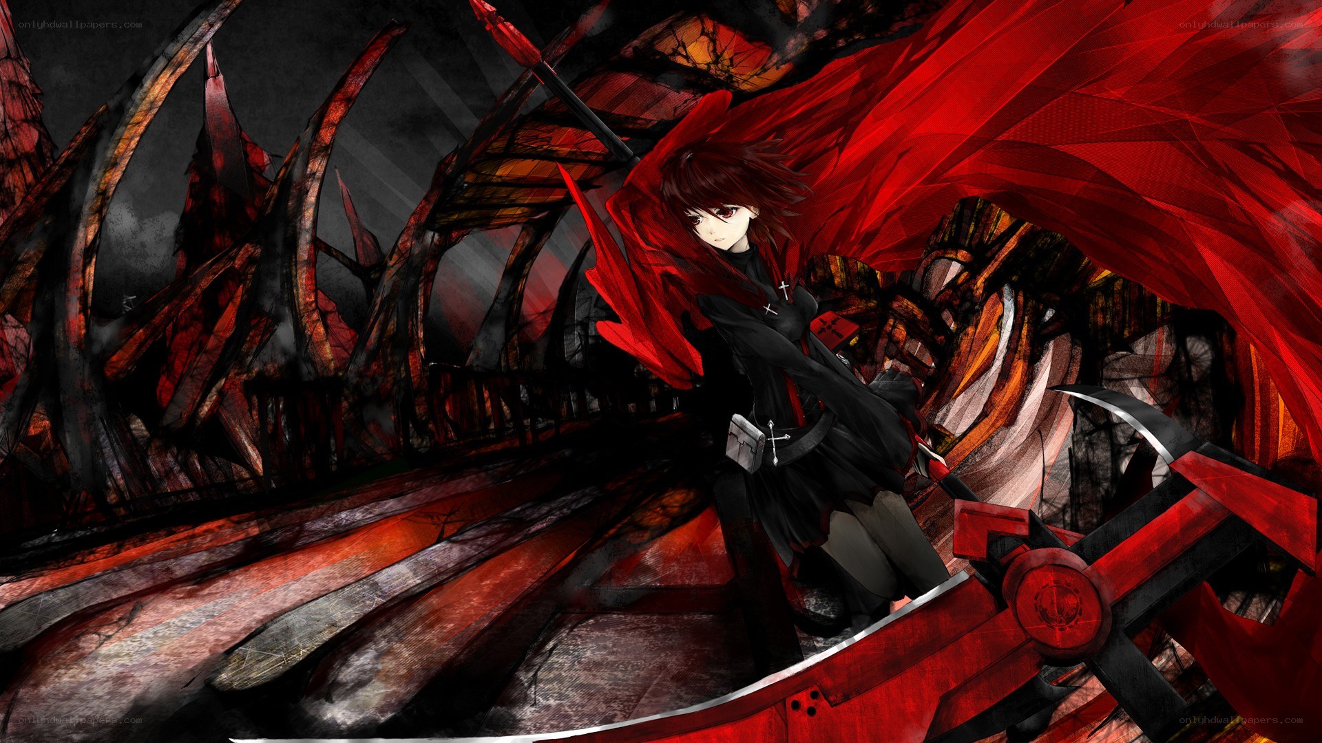 anime character with red cape