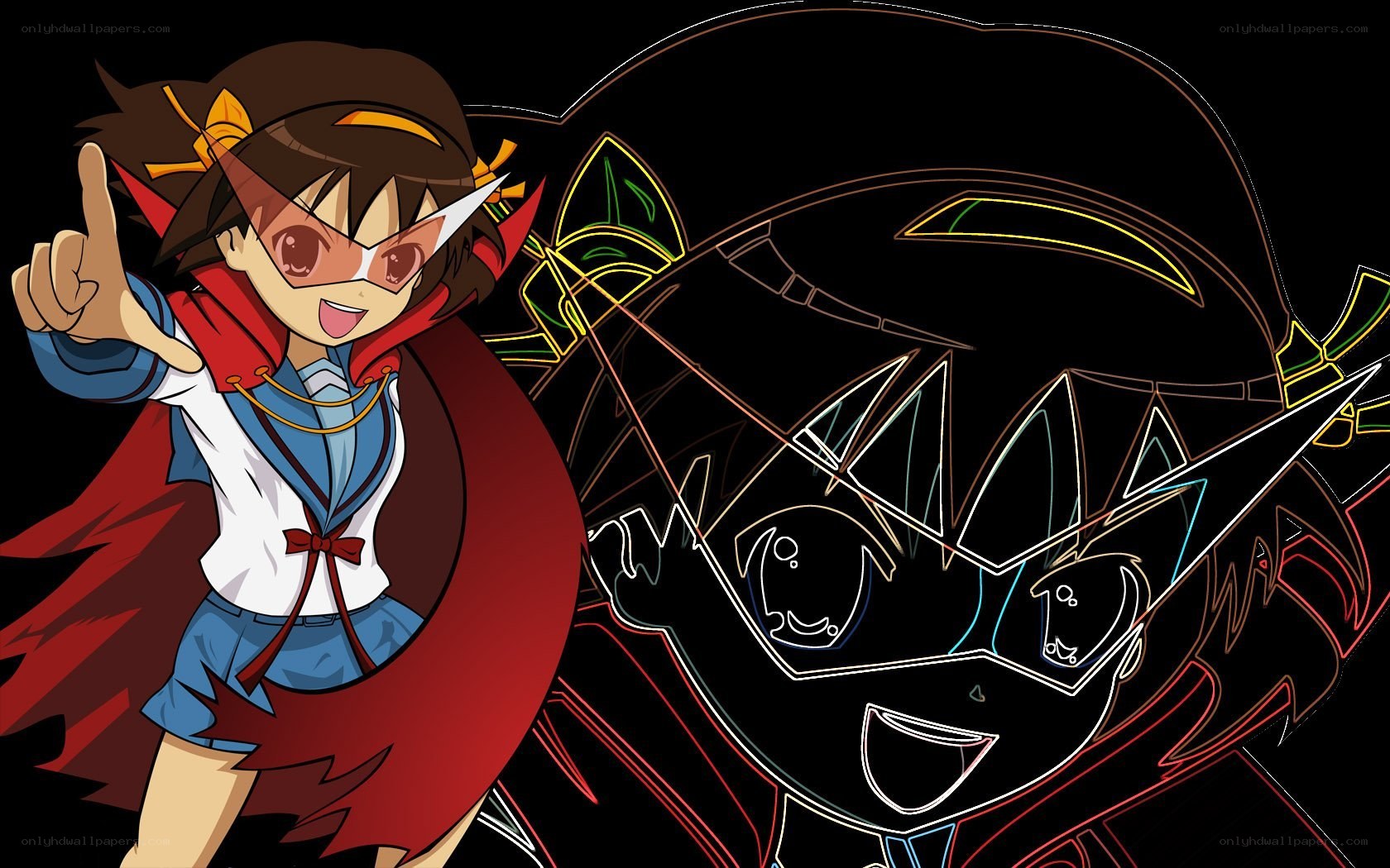 anime character with red cape