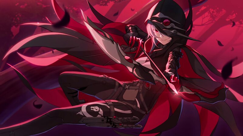 Anime Character with Red Cape — Dramatic, Night, Digital Art, Sword