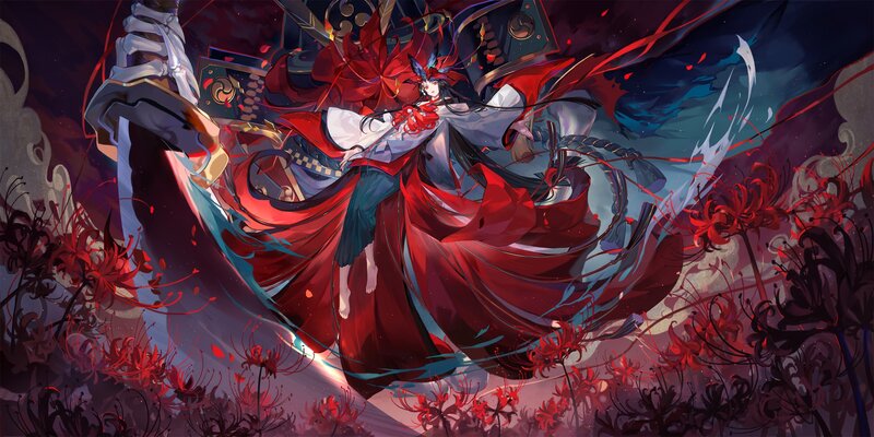 Anime Character with Red Cape — Dramatic, Night, Digital Art