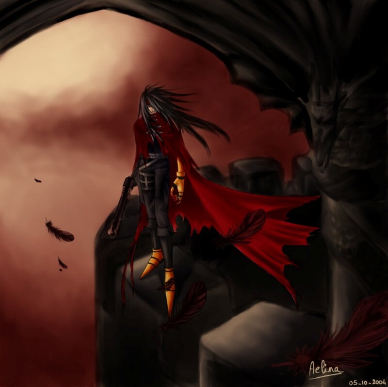 Anime Character with Red Cape — Dramatic, Night