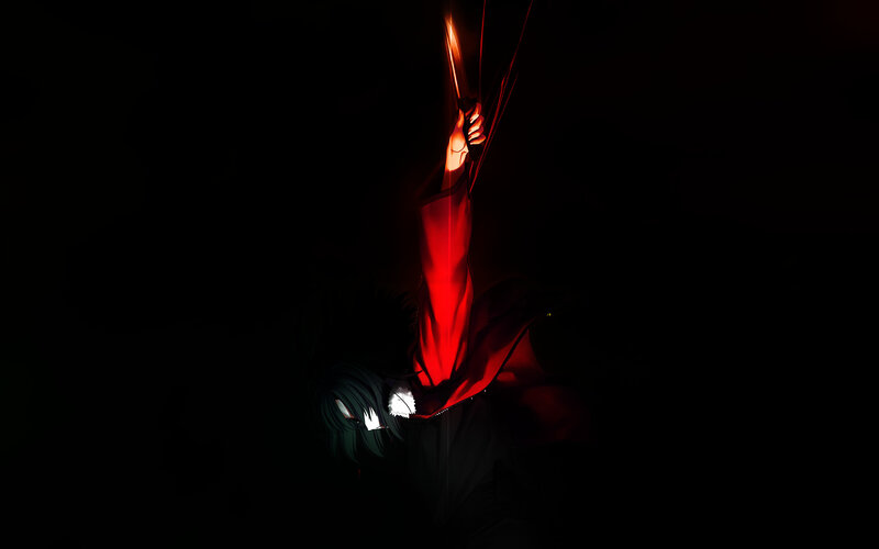 Anime character with red cloak