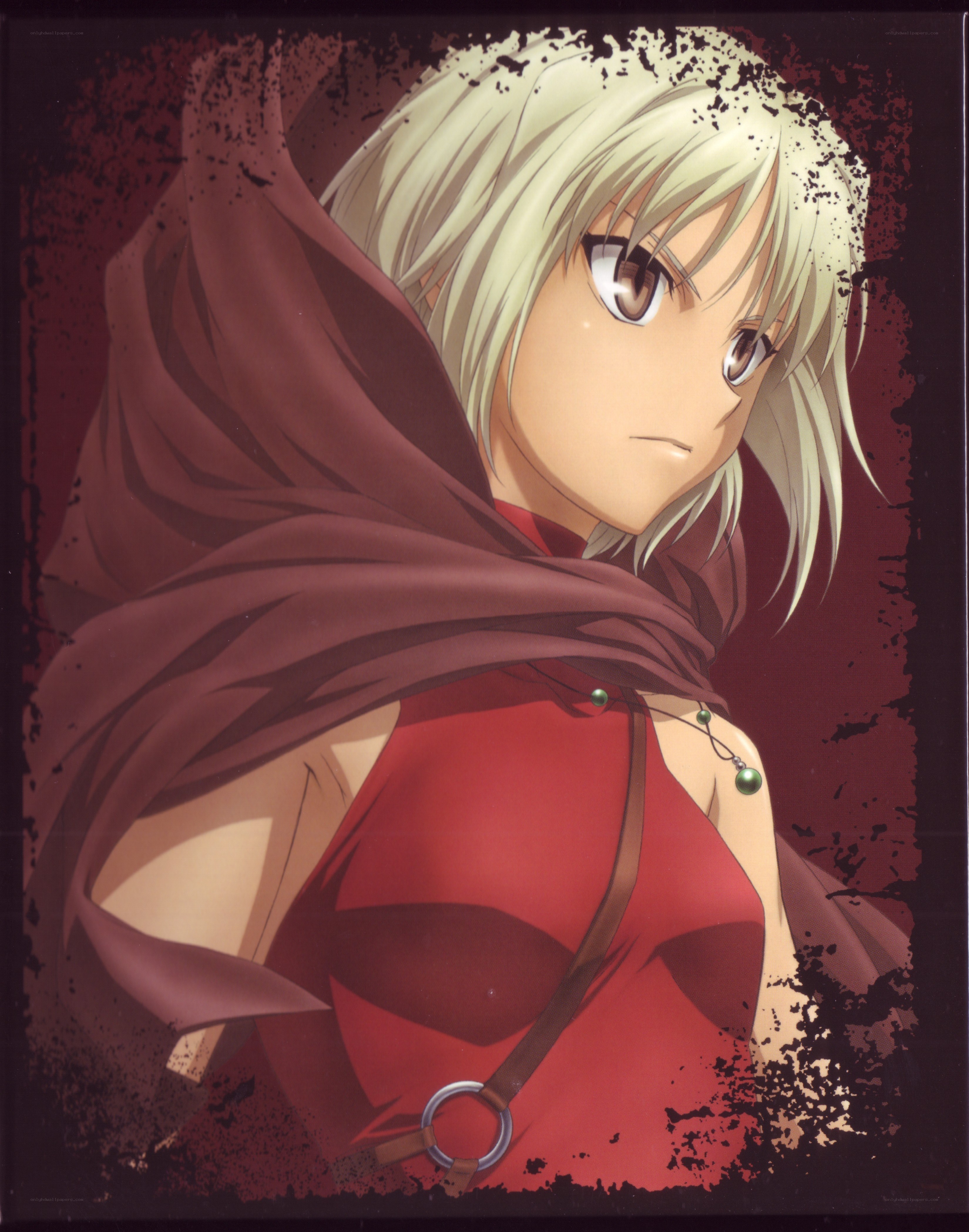 anime character with red cloak