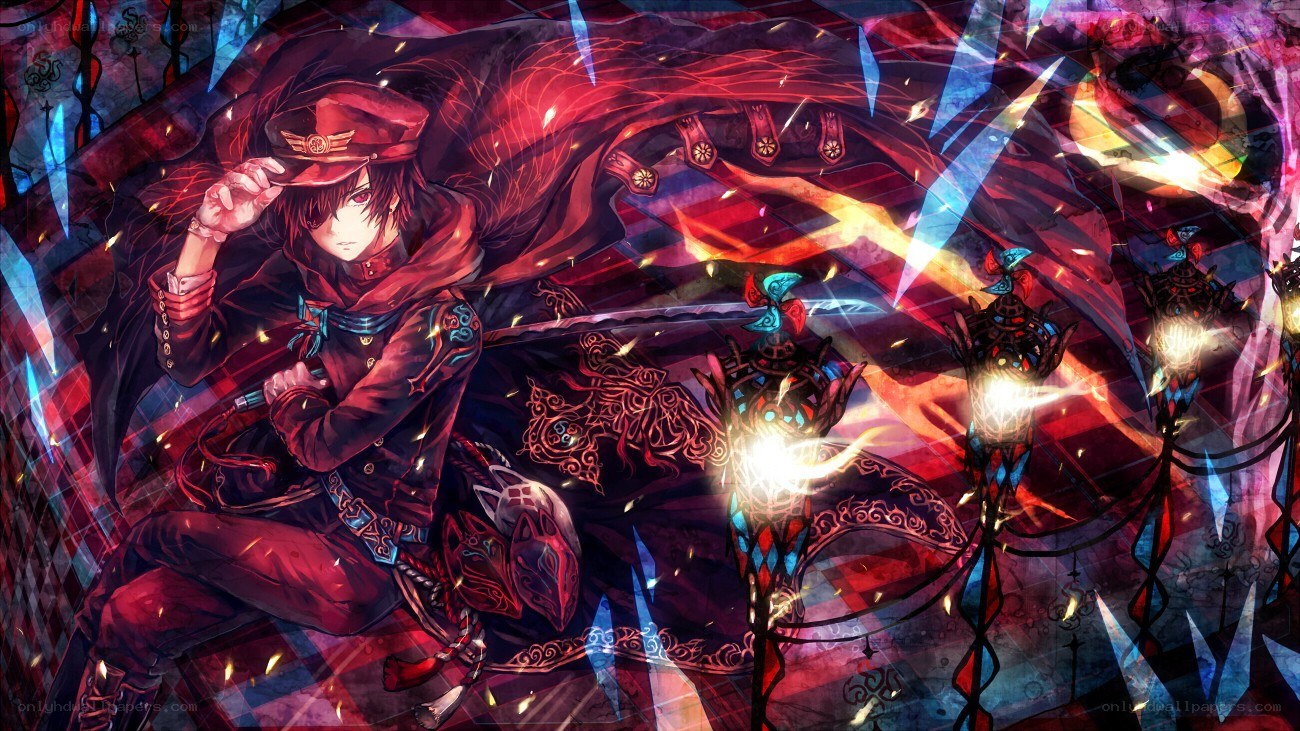 anime character with red cloak