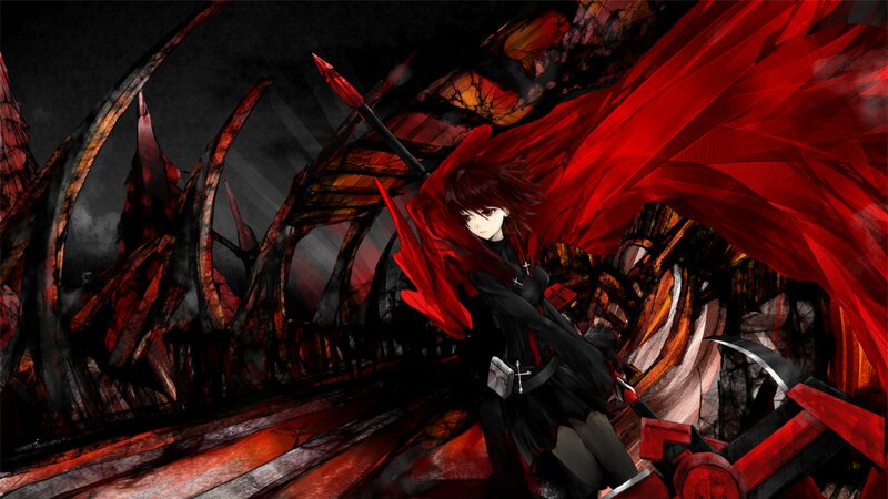 Anime Character with Red Cloak — Black