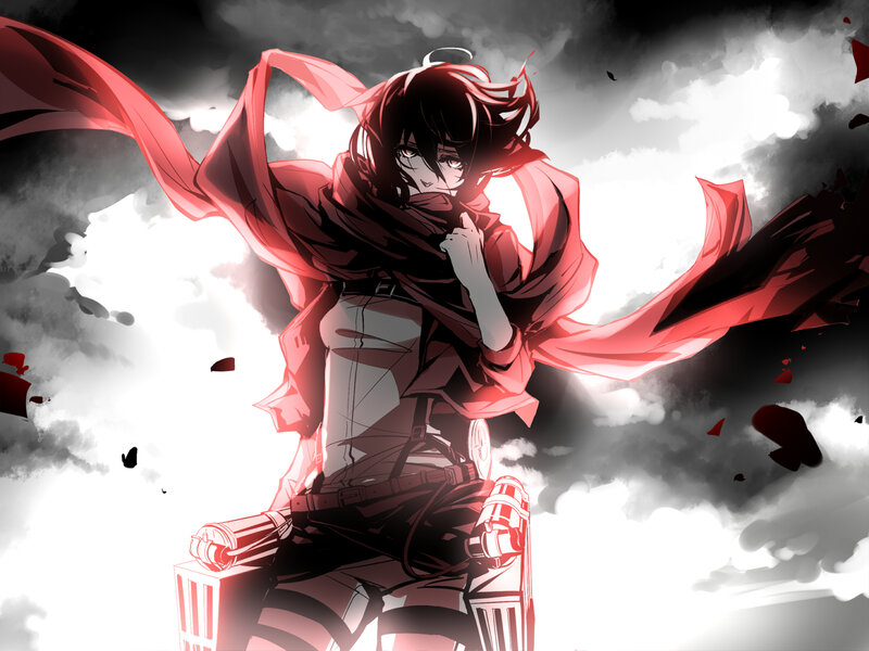 Anime Character with Red Cloak — Dramatic, Clouds