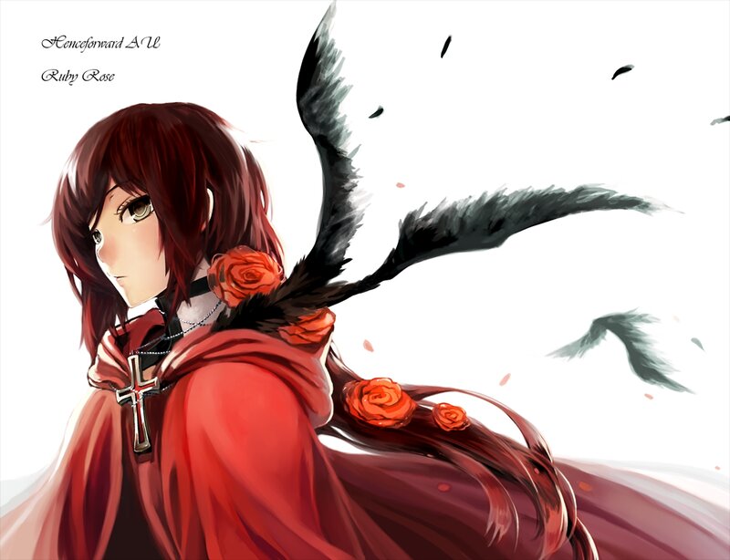 Anime Character with Red Cloak — Dramatic, Rose