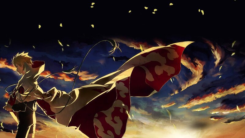 Anime Character with Red Cloak — Dramatic, Sunset, Digital Art