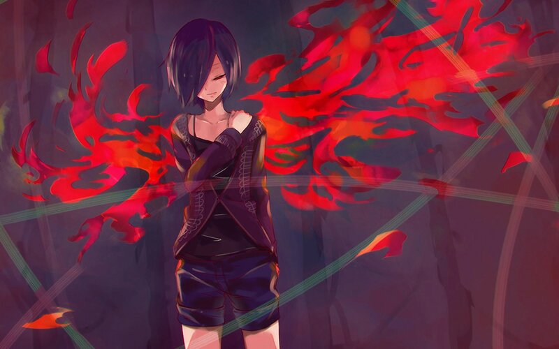 Anime Character with Red Energy — Dramatic, Digital Art, Fire